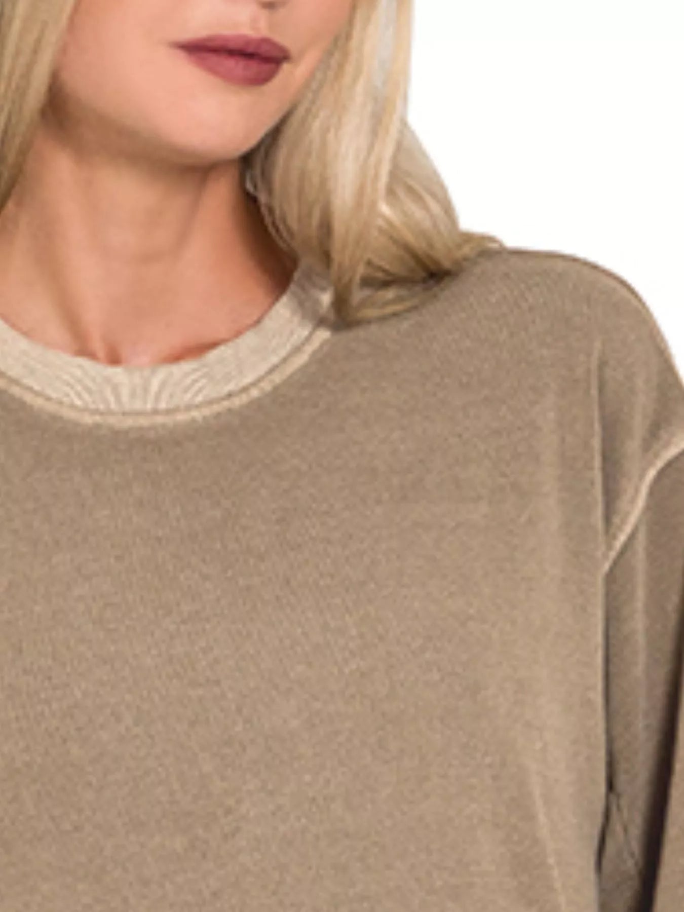 Soft Fleece Pigment Dye Sweatshirts Dress - Mocha - product view 3