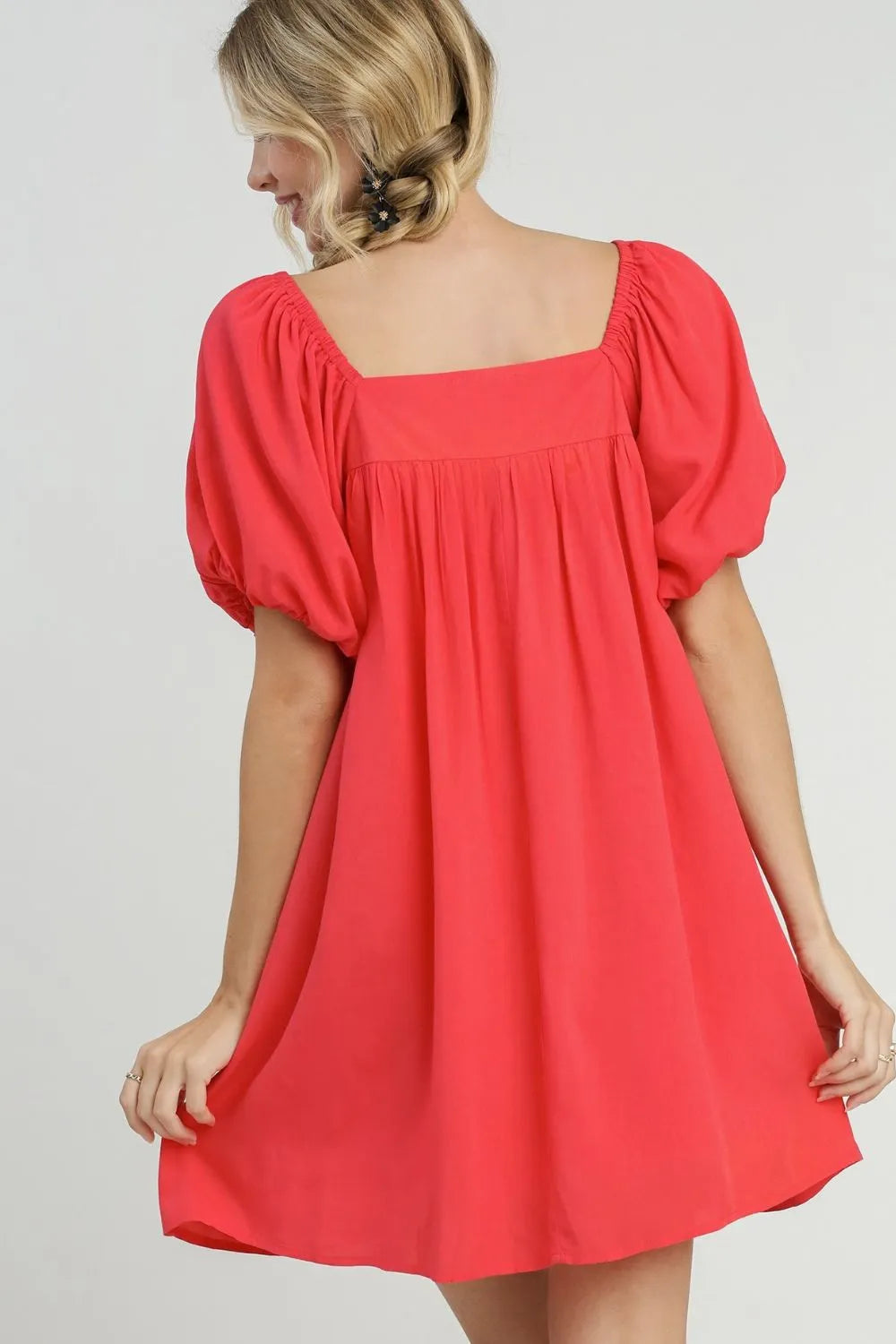 Full Size Squared Neck Puff Sleeve Mini Dress Plus Size - product view 3