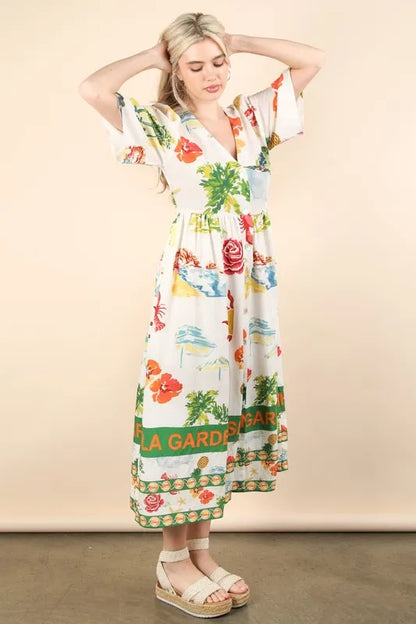 Button Down Printed Midi Dress - Ivory Mix - product view 5