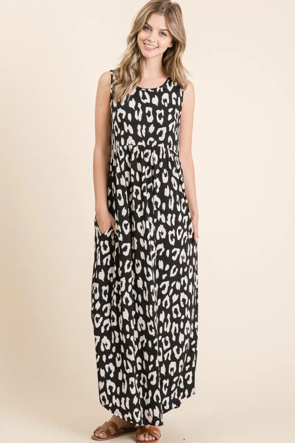 Leopard Maxi Dress with Pockets in Black - product view 5
