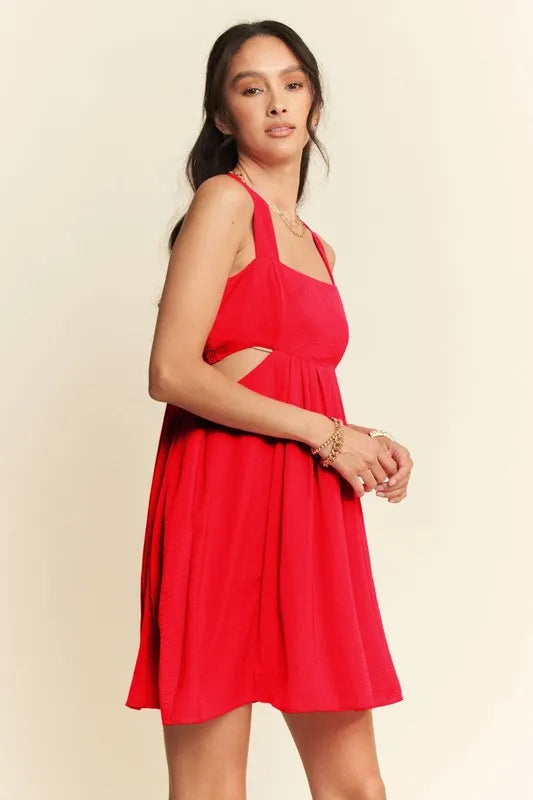 Washed Satin Cutout Skirt Bandeau Mini Dress - Orange - product view 2
