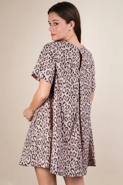 Leopard Printed Comfy Mini Dress in Blush - product view 5