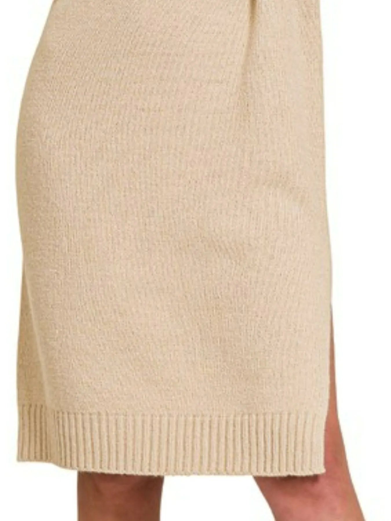 Turtle Neck Long Sleeve Midi Sweater Dress - H Beige - product view 3