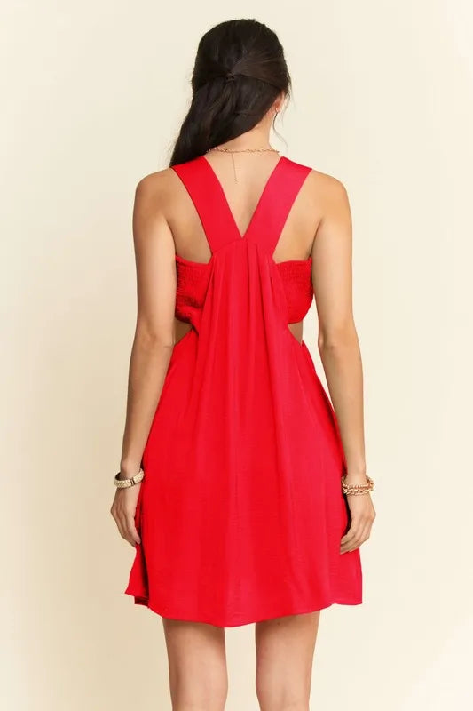 Washed Satin Cutout Skirt Bandeau Mini Dress - Orange - product view 3