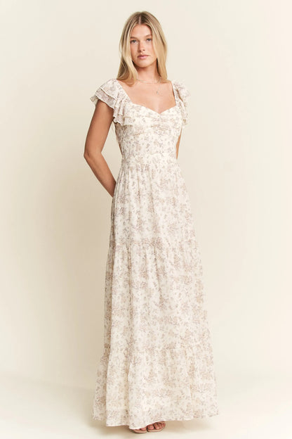 Full Size Ruffle Sleeve Tiered Maxi Dress Plus Size in Ivory - product view 15