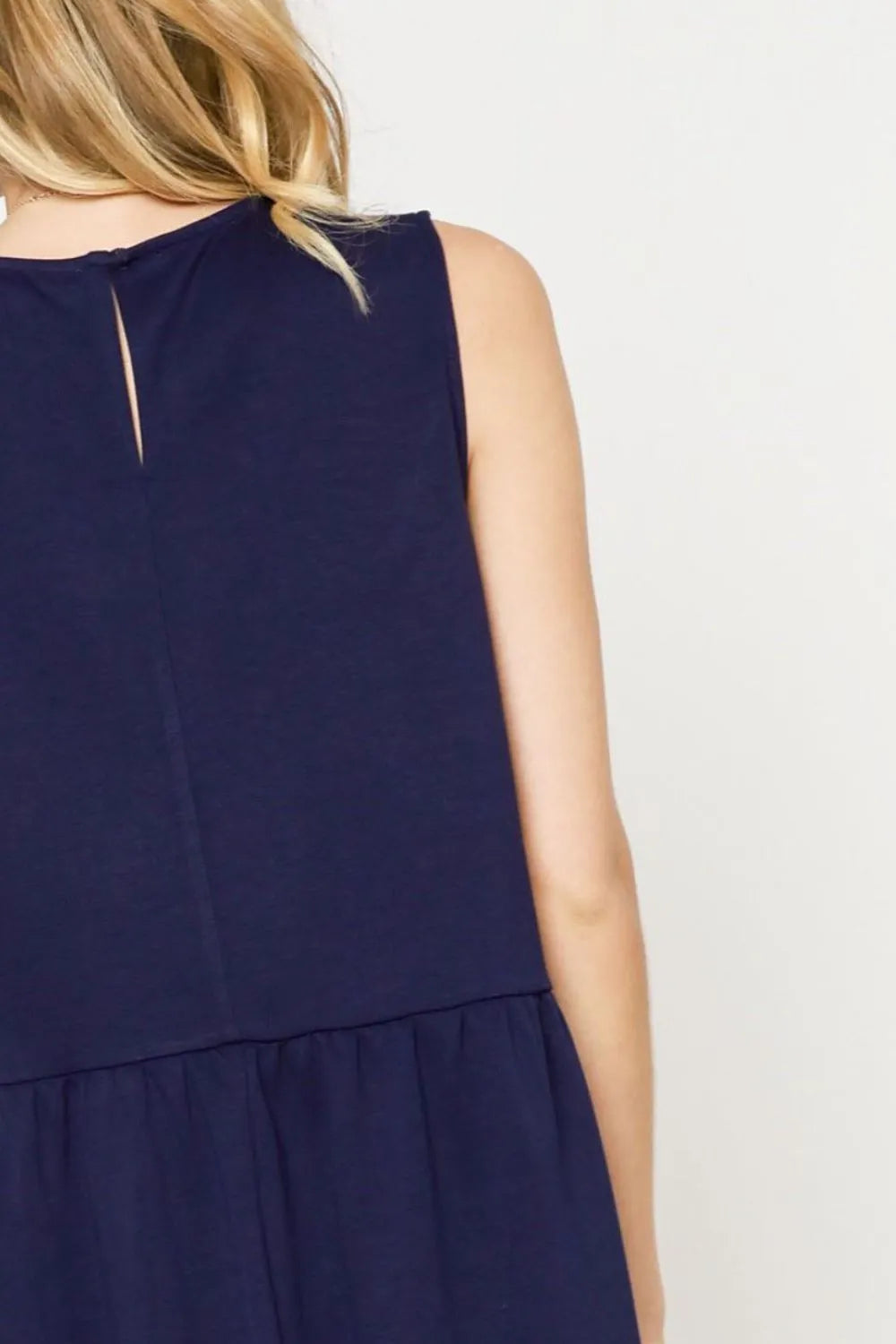 Round Neck Sleeveless Tank Dress with Pockets - Navy - product view 3