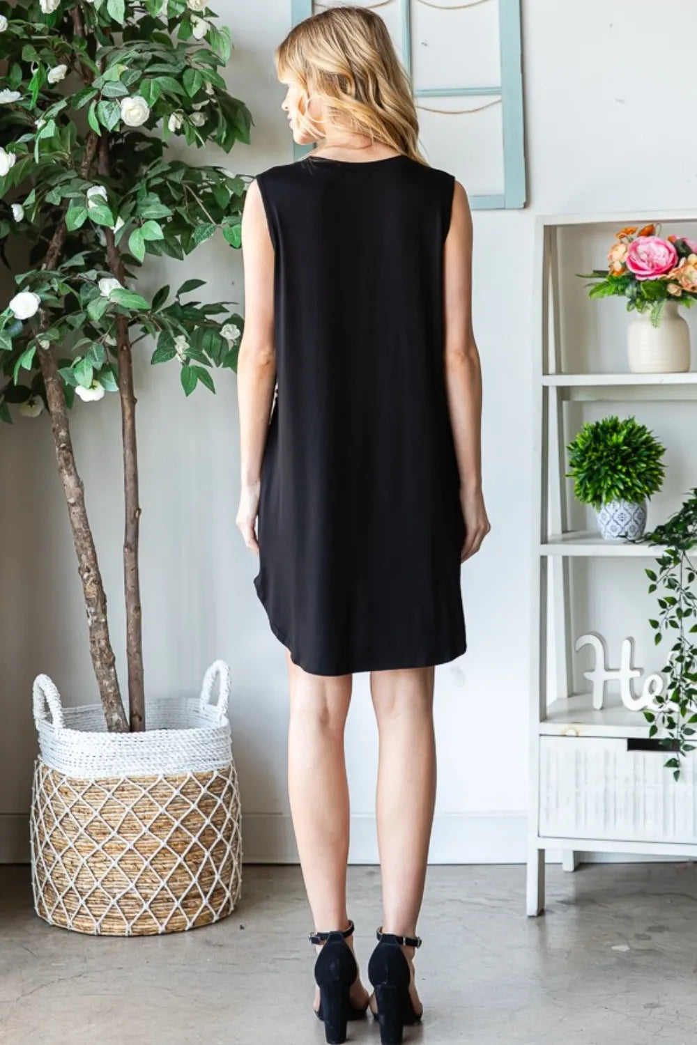 Full Size Sleeveless Animal Print Mini Dress in Black - product view 2
