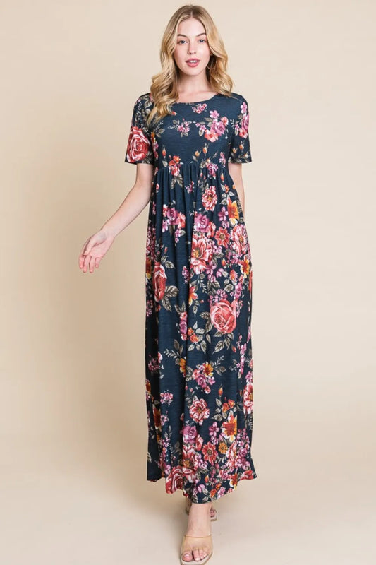 Floral Short Sleeve Maxi Dress - product view 1