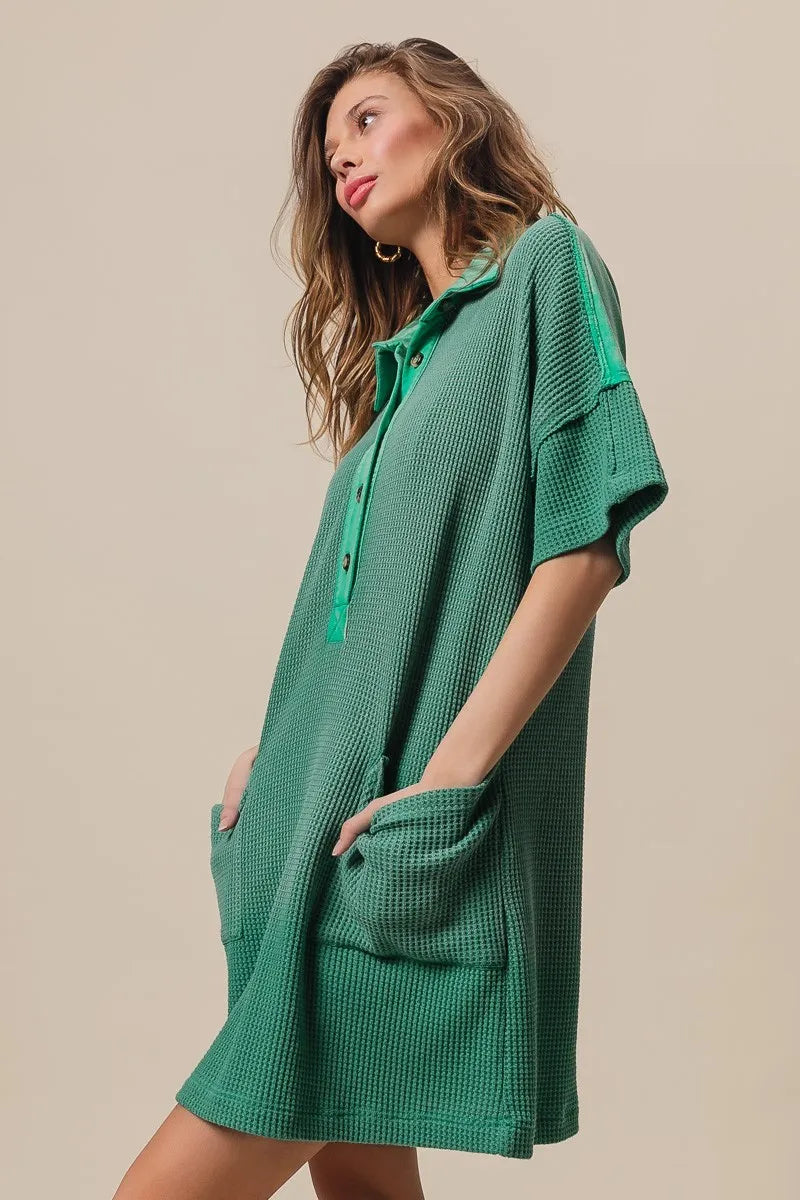 Dip Dye Mineral Washed Knit Dress - Jade - product view 5