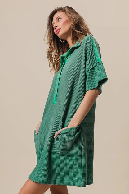 Dip Dye Mineral Washed Knit Dress - Jade - product view 5