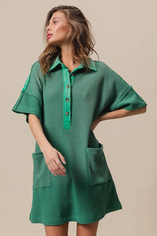 Dip Dye Mineral Washed Knit Dress - Jade - product view 1
