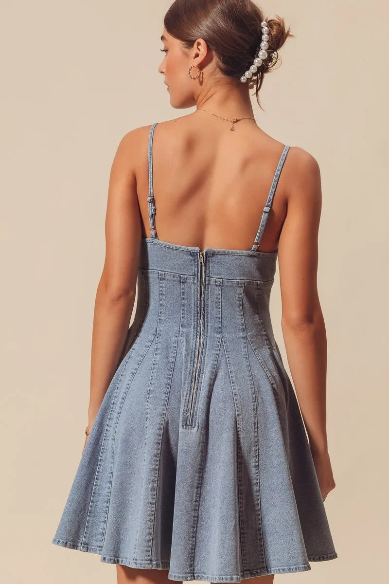 A Line Fit and Flare Denim Mini Dress - product view 2