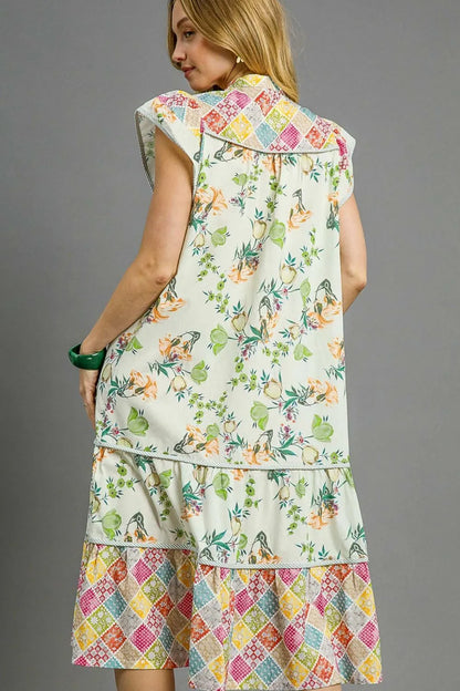 Patchwork Garden Midi Dress in Gum Leaf - product view 2