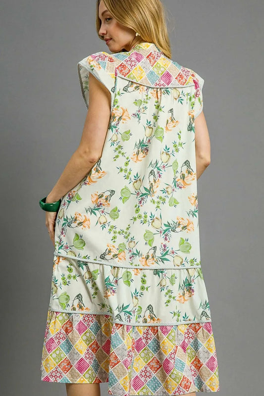 Patchwork Garden Midi Dress in Gum Leaf - product view 2