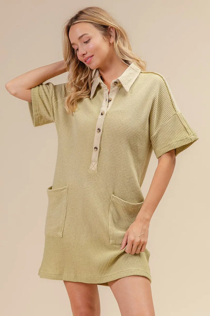 Dip Dye Mineral Washed Knit Dress - Sage - product view 5