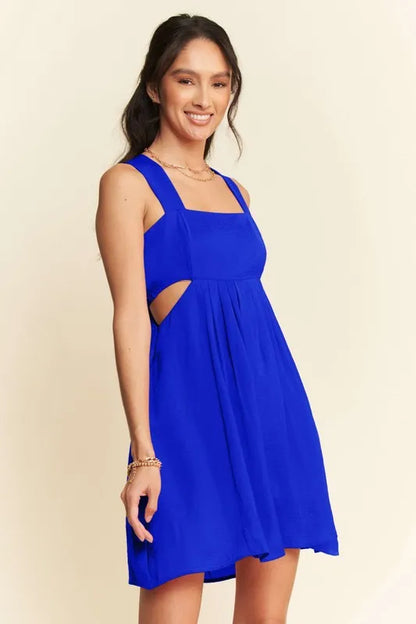 Washed Satin Cutout Skirt Bandeau Mini Dress - Cobalt - product view 3