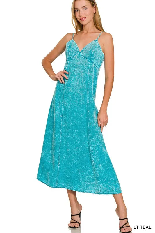 Tencel Mineral Washed Maxi Dress - Lt Teal - product view 1