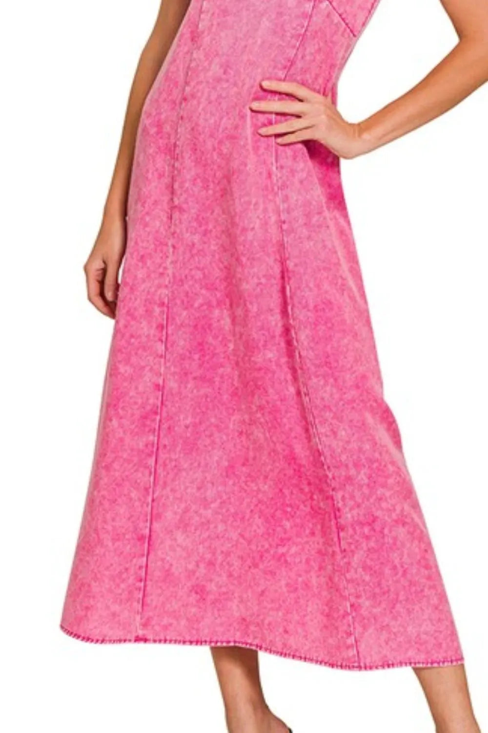 Tencel Mineral Washed Maxi Dress - Hot Pink - product view 3