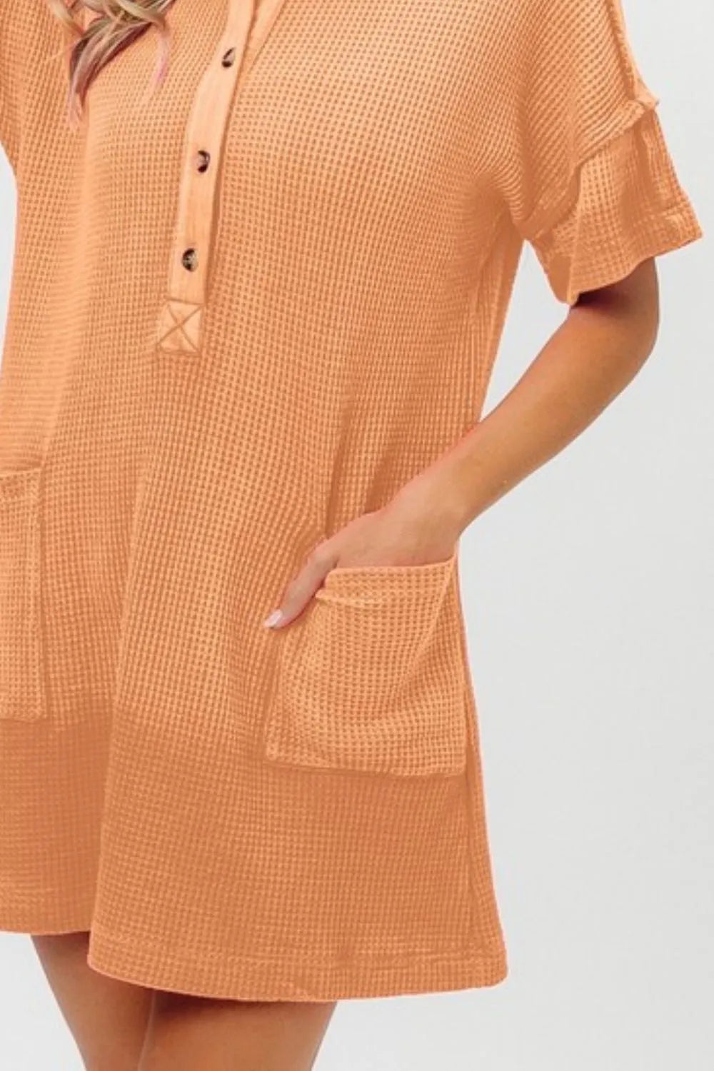 Dip Dye Mineral Washed Knit Dress - Apricot - product view 3