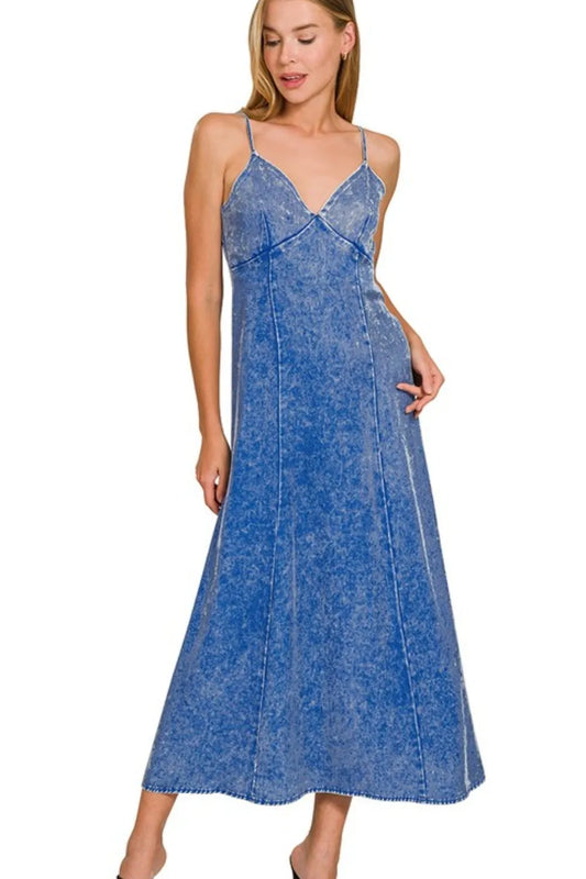 Tencel Mineral Washed Maxi Dress - Classic Blue - product view 1
