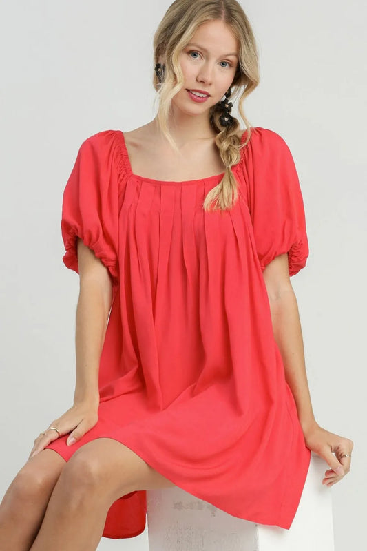 Full Size Squared Neck Puff Sleeve Mini Dress Plus Size - product view 1
