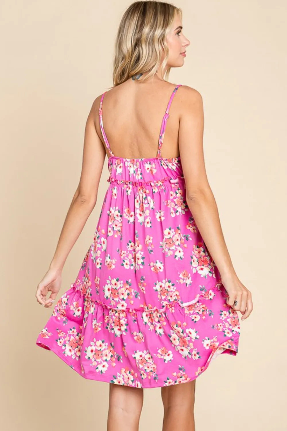 Full Size Floral Ruffled Cami Dress in Pink - product view 2