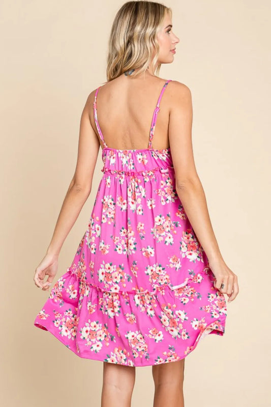 Full Size Floral Ruffled Cami Dress in Pink - product view 2