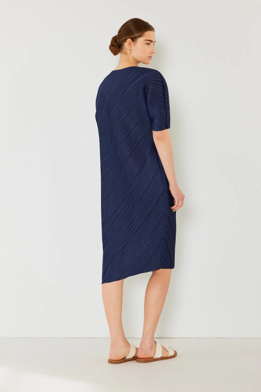 Pleated Dolman Sleeve Dress in Brown Khaki, Deep Orange and more - product view 17