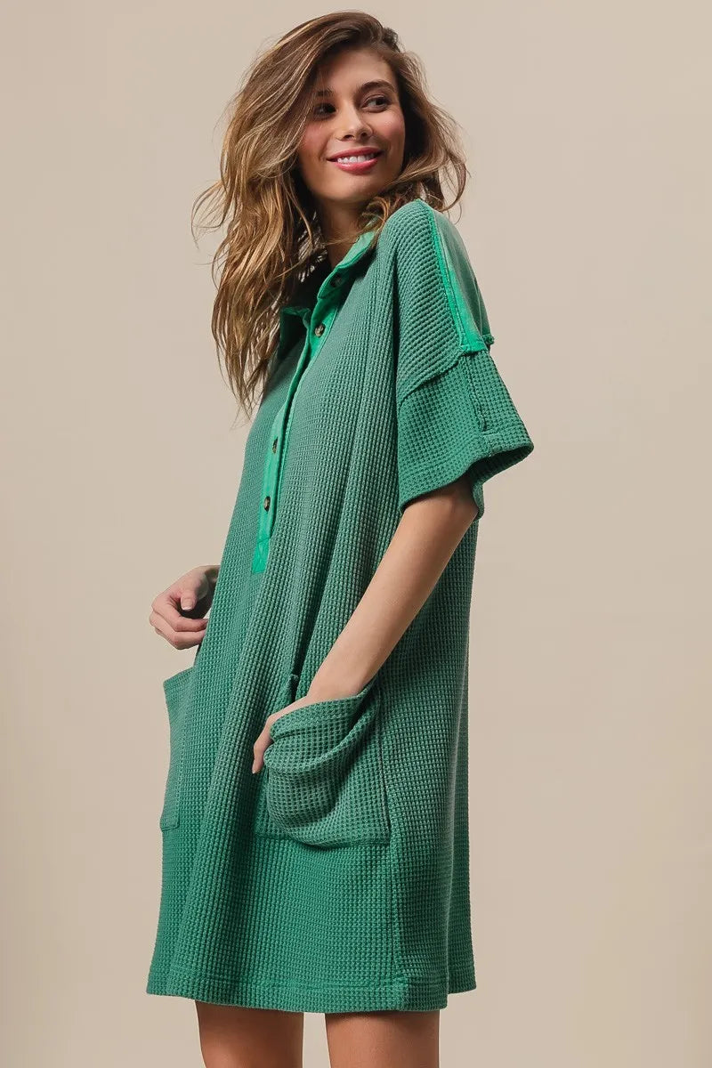Dip Dye Mineral Washed Knit Dress - Jade - product view 6