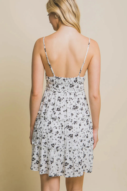 Floral Tiered Cami Mini Dress in Ivory - product view 2