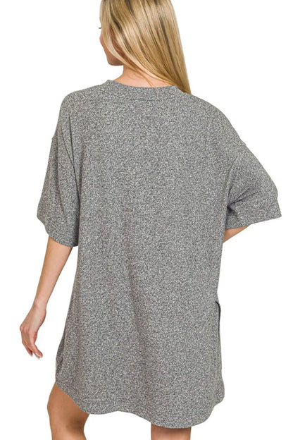 Soft Melange Hacci T-shirts Dress in Black - product view 2