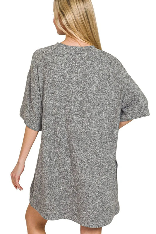 Soft Melange Hacci T-shirts Dress in Black - product view 2