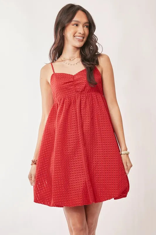 Textured Sweetheart Neckline Bubble Hem Dress - product view 5