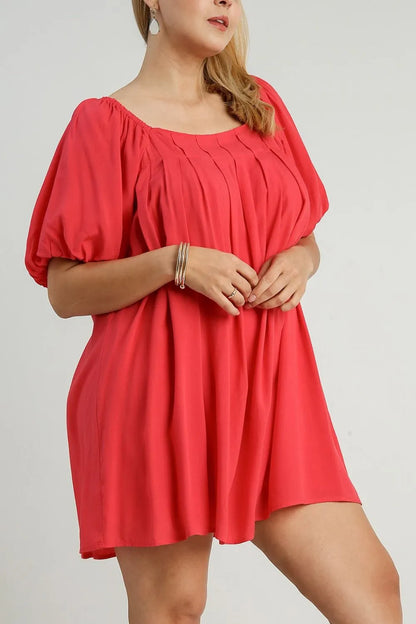 Full Size Squared Neck Puff Sleeve Mini Dress Plus Size - product view 6