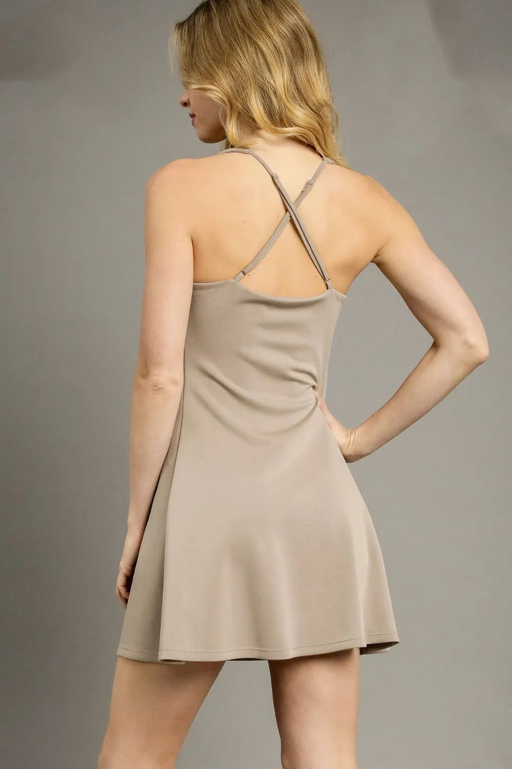 Crisscross Square Neck Active Dress - Khaki - product view 3