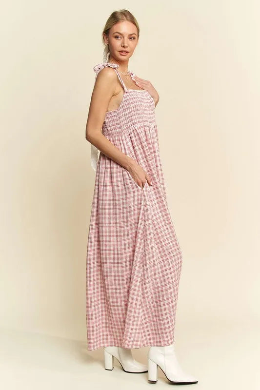 Smocked Sleeveless Maxi Cami Dress in Pink - product view 6