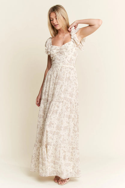 Full Size Ruffle Sleeve Tiered Maxi Dress Plus Size in Ivory - product view 23