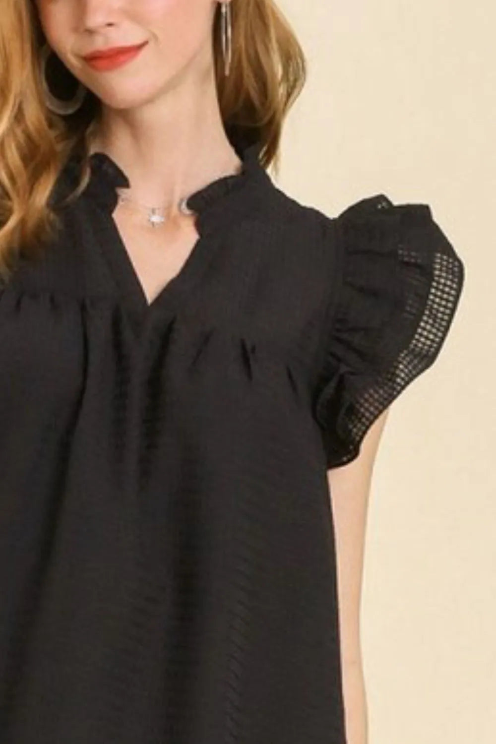 Full Size Layered Ruffle Sleeve Mini Dress Plus Size in Black - product view 3