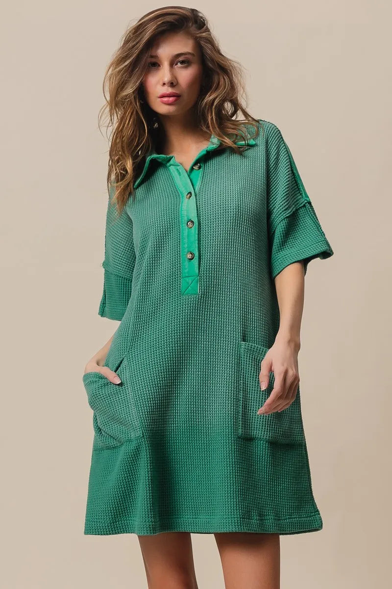 Dip Dye Mineral Washed Knit Dress - Jade - product view 3