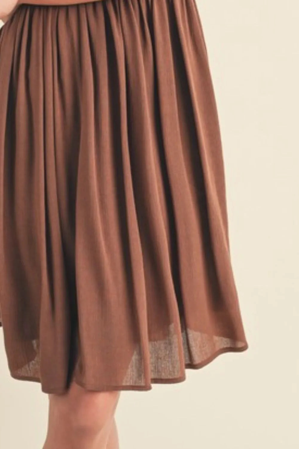 Ruched Plunge Mini Cami Dress - Brown - product view 3