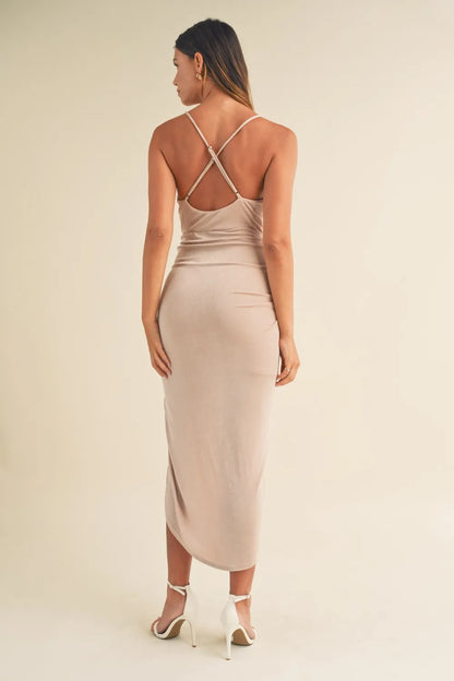 Draped Detail Cami Midi Dress in Lt Mauve - product view 2