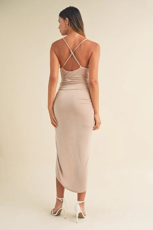 Draped Detail Cami Midi Dress in Lt Mauve - product view 2