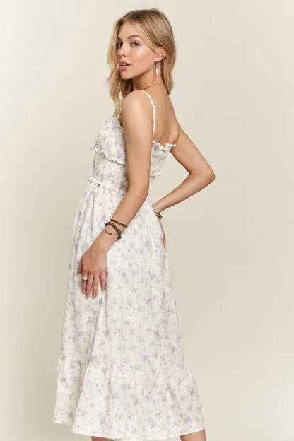 Smocked Floral Sweetheart Neck Cami Dress - Lavender - product view 4