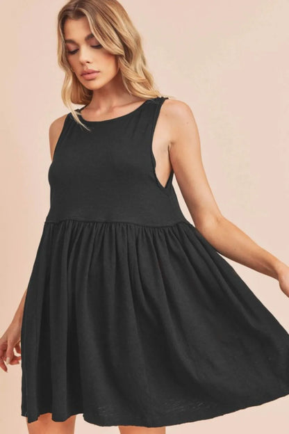 Round Neck Mini Tank Dress - Black - product view 2
