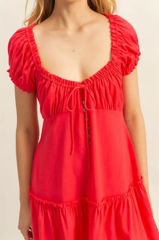 Ruched Frill Tiered Short Sleeve Mini Dress - product view 5