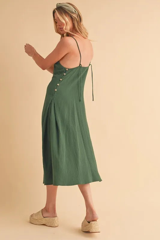 Side Button Midi Cami Dress - Emerald - product view 6