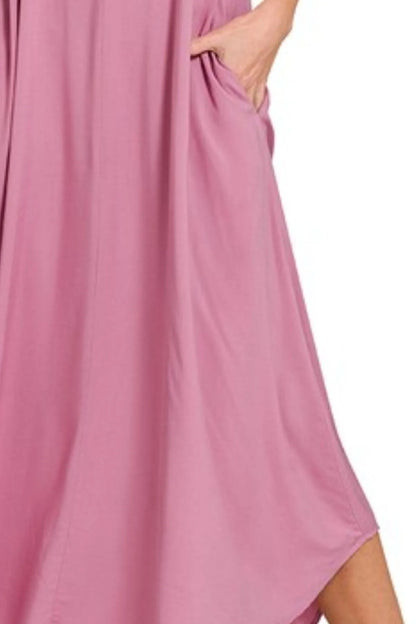 Woven Arc Hem Cami Dress With Flowy Pockets - Lt Rose - product view 3