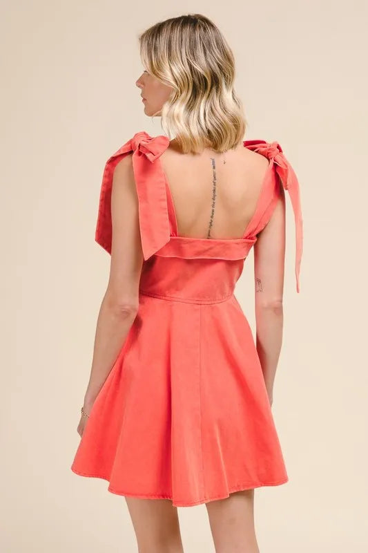 Fit and Flare Washed Gameday Dress - Orange - product view 3