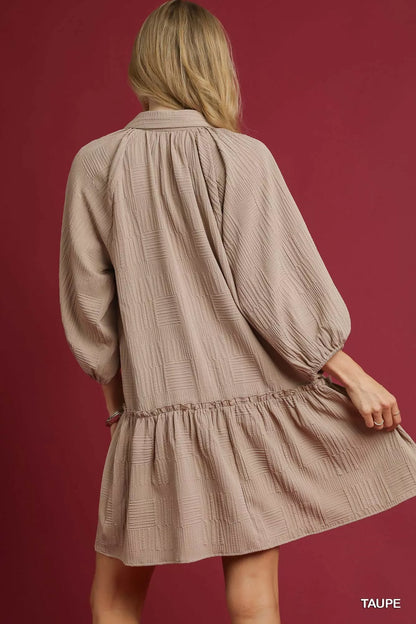 V-Neck Tiered Mini Dress in Taupe - product view 3