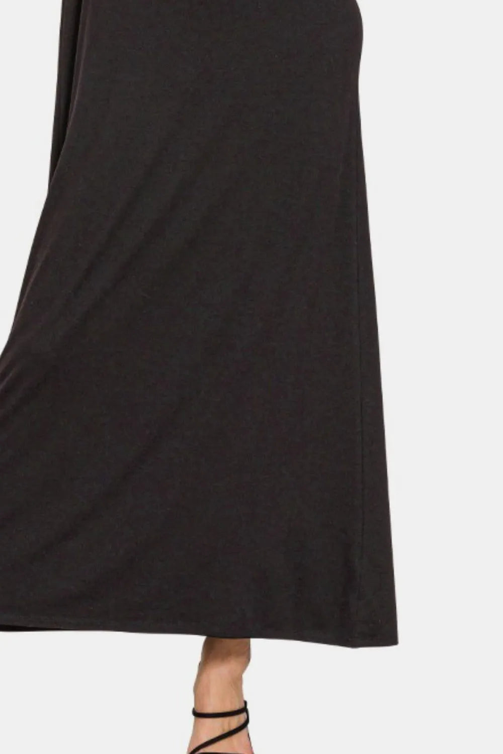 Scoop Neck Wide Strap Tank Dress - Black - product view 3